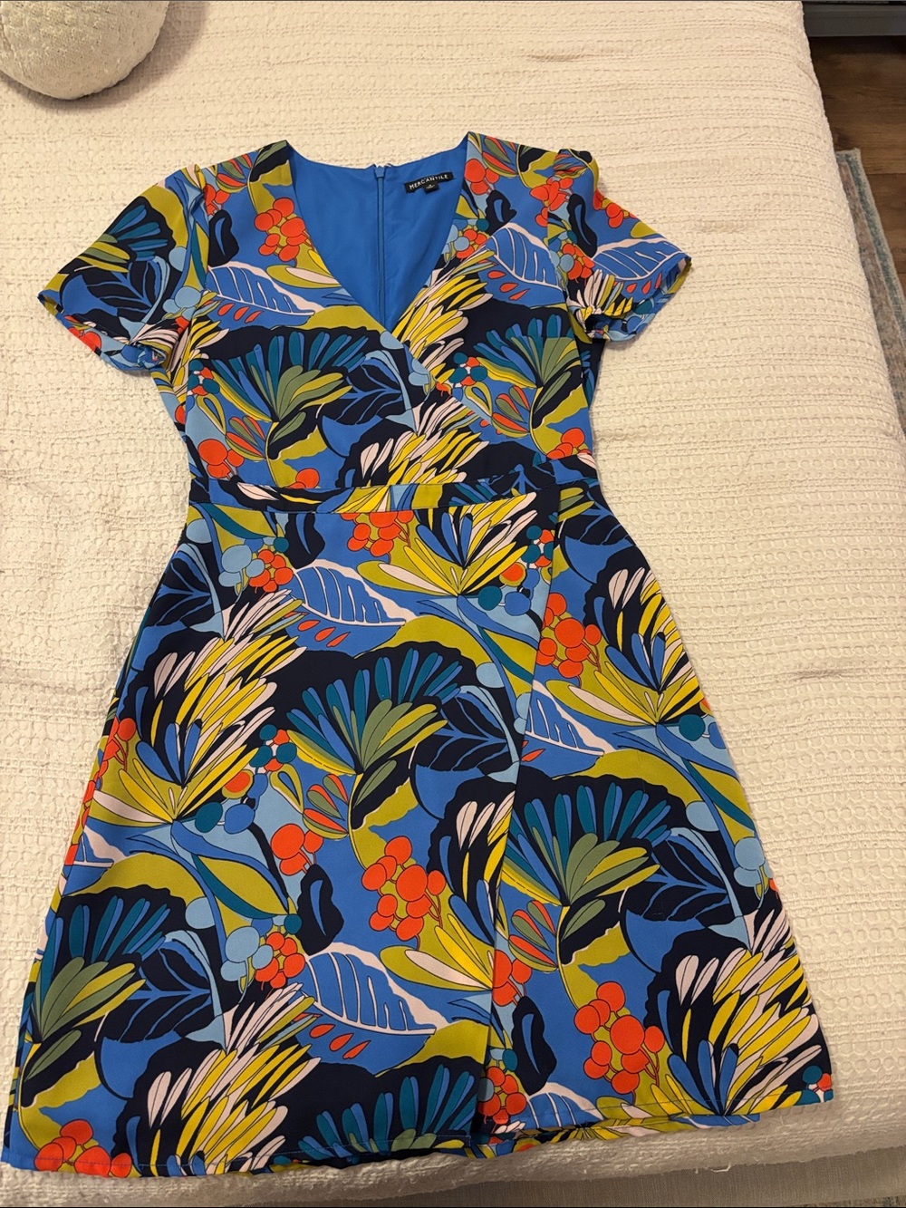J. Crew Multicolor Blue Floral Fit-and-Flare Dress